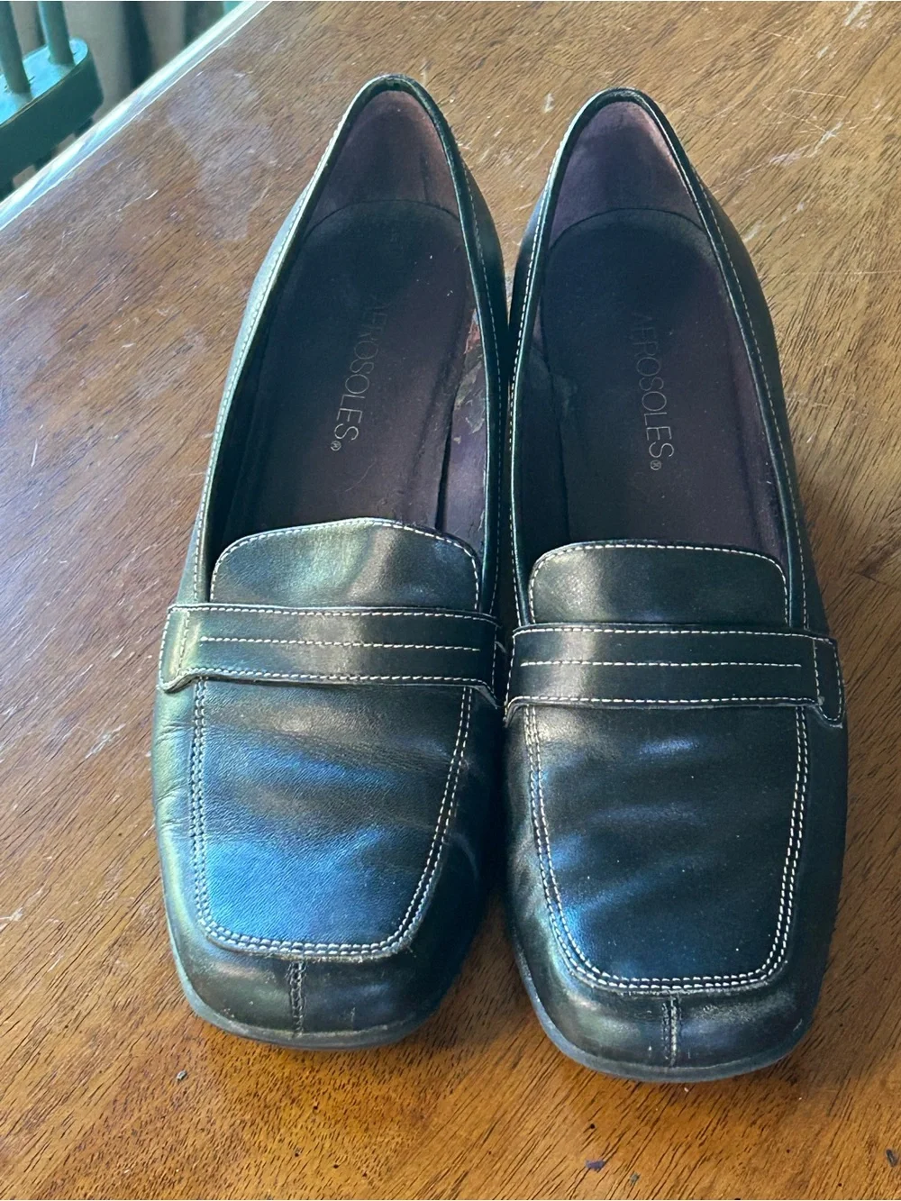 Aerosoles Sea Chore Vintage Women's Square-Toe Loafer-Style Pump Block Heel Sz 8
